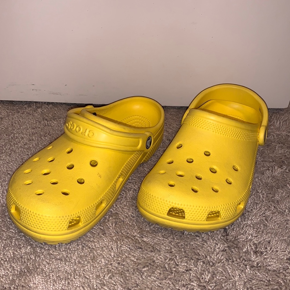 Yellow CROCS, size W8/M6
